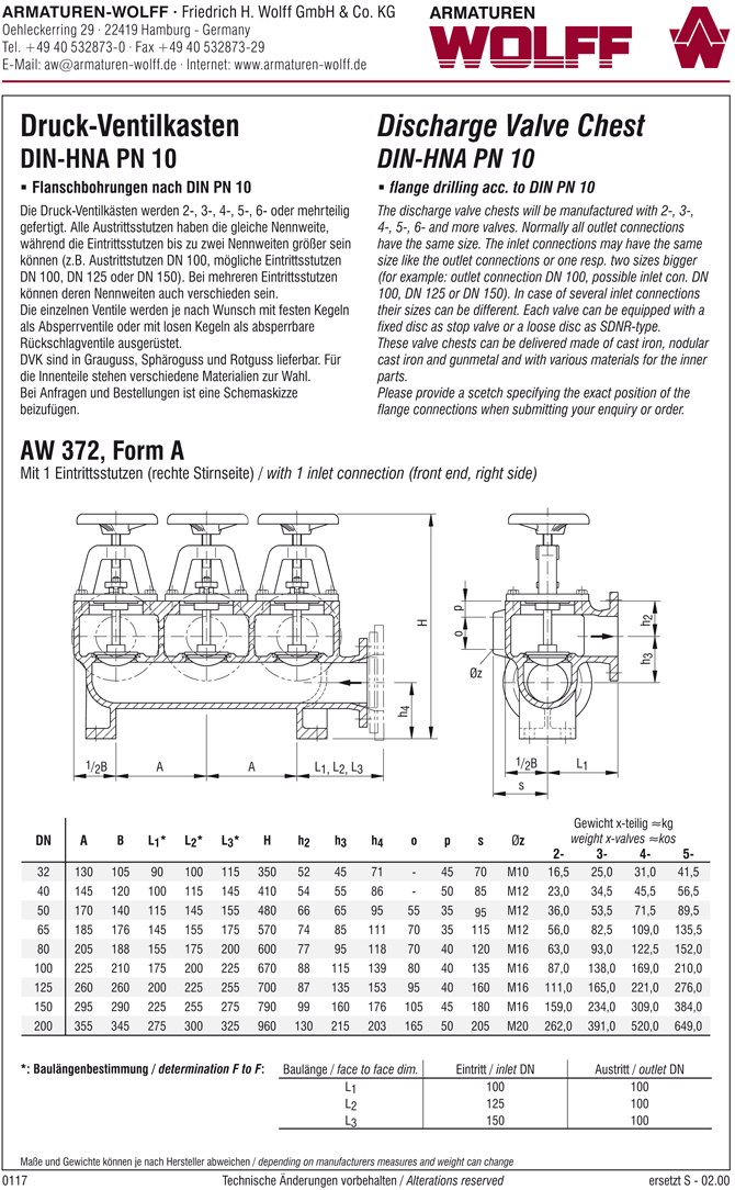 AW 372 Druck-Ventilkasten, Form A bis E