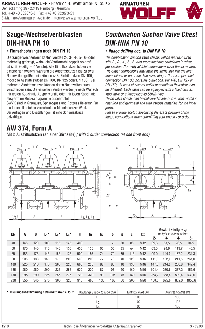 AW 374 Sauge-Wechselventilkasten, Form A bis D